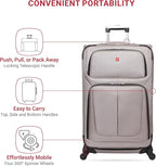 SWISSGEAR Sion Softside Expandable Spinner Luggage Durable Lightweight Travel Suitcase, Pewter, Checked-Large 29-Inch