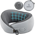 BeeVines Travel Pillow with Carry Case, Memory Foam Neck Pillows for Airplanes, 360° Wrap Around Support for Sleeping, Breathable & Washable Cover for Long Flights, Car & Train Traveling