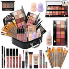 All in One Makeup Kit Full Kit Multipurpose Essential with Eyeshadow Palette,Lip Gloss,Foundation,Mascara,Eyebrow Pencil,Eyeliner,Contour Stick,Makeup Brushes,Cosmetic Bag Makeup Set for Women (DA112)