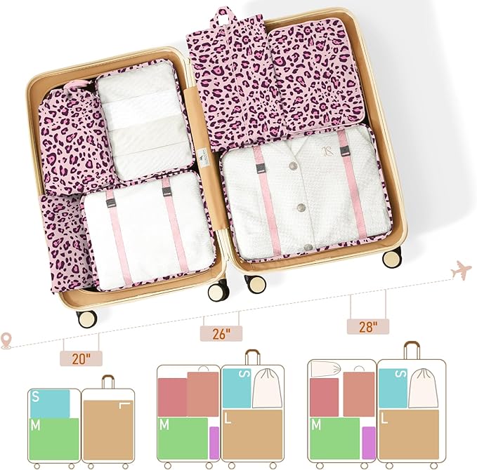 Packing Cubes for Travel - 8 Set Luggage Organizer Bags for Family, Mesh Breathable Packing Cubes for Suitcases Durable Travel Essentials Bags Set