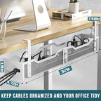 Under Desk Cable Management Tray 32'', Cable Management Under Desk No Drill, Cable Organizer with Clamp for Wire Management, Cord Organizer for Office, Home - No Damage to Table (White)