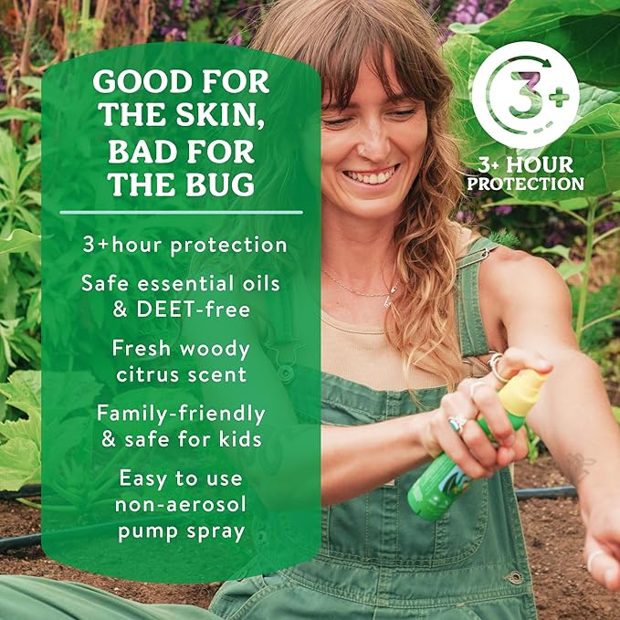 Badger Bug Spray Travel Size, Family Friendly All Natural Mosquito Repellent w/Organic Essential Oils, Smells Great, 3 Hours Effective, Deet-Free, Vegan, Travel Insect Repellent, 2.7 fl oz