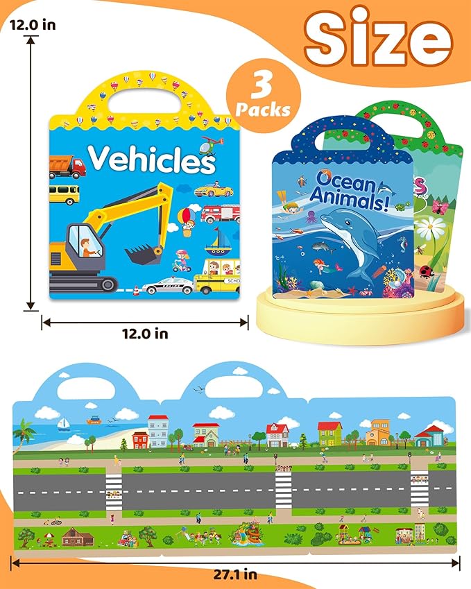 Walenced Reusable Sticker Book for Toddlers, Stickers for Kids, Toddler Sticker Book, Toddler Craft Activities, Toddler Travel Toys Boy Girl Birthday Gifts