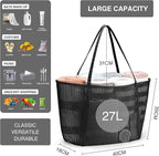 KALIDI Upgrade Version Beach Mesh Tote Bag MAX 27L Large capacity,Shoulder Bag Nylon Hobo Women Casual Foldable Beach Picnic