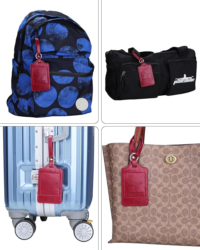 Teskyer Luggage Tags, 3 Pack Premium PU Leather Luggage Tags Privacy Protection Travel Bag Labels Suitcase Tags