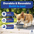 American Kennel Club 2-Pack Collapsible Travel Bowls for Dogs – Blue/Gray, Portable Food & Water Bowls