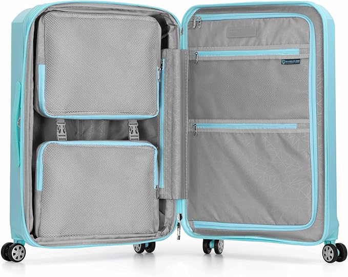 Traveler's Choice Pagosa Hardshell Expandable Luggage with Spinner Wheels, Baby Blue, 26-Inch Medium
