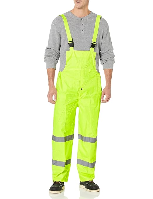 Global Glove FrogWear GLO-8000 Unisex High-Visibility Rain Suit, Lightweight Three-Piece Rain Gear with Waterproof Jacket, Bibs, and Detachable Hood – Neon Yellow, X-Large