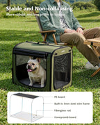 Dog Car Carrier Light Weight 24×17.7×20.5in, Dog Carrier Easy to Assemble, Dog Car Crate Portable and Breathable, Foldable Pet Carrier for Indoor and Outdoor, Dog Travel Crate with Curtain Green