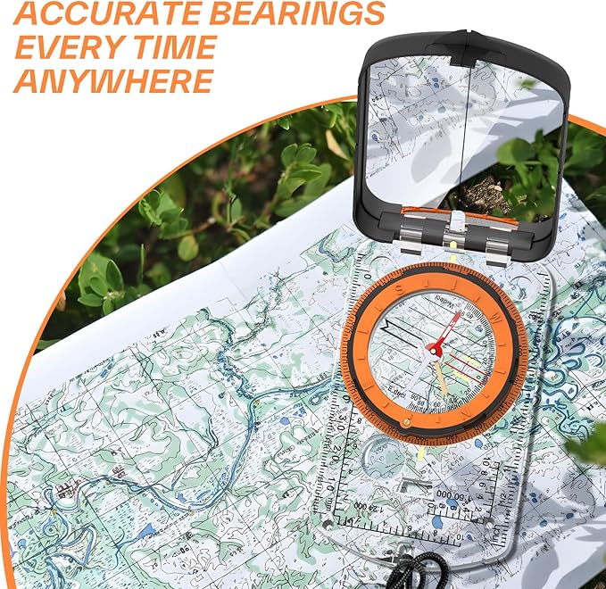 Sportneer Compass Hiking Survival, Camping Accessories Orienteering Compass with Mirror Boy Scout Compass for Kids Gifts Hiking Camping Backpacking Map Navigation