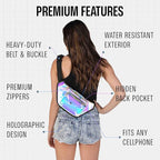 Holographic Fanny Pack Belt bag - Crossbody Waist Bag for Men or Women - Hands-Free, Waterproof Large Bumbag for Hiking, Running, and Travel (Luminous)