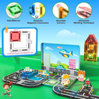 Mini Magnetic Tiles Road Travel Essentials Set — Portable STEM Sensory Magnetic Building Blocks for Toddlers & Preschool Toys, Compact Travel Toys for 3+ Boys & Girls, Easter Birthday Gift
