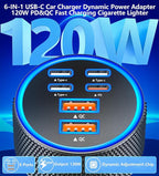 USB C Car Charger, KYOHAYA 120W 6-Port USB-C & USB-A Power Cigarette Lighter Fast Charging Adapter PD/QC Type C Car Charger for iPhone 17 Pro 17 Pro Max 16 Pro 15 14 13 12 11/Galaxy S26 S25/Pixel/iPad