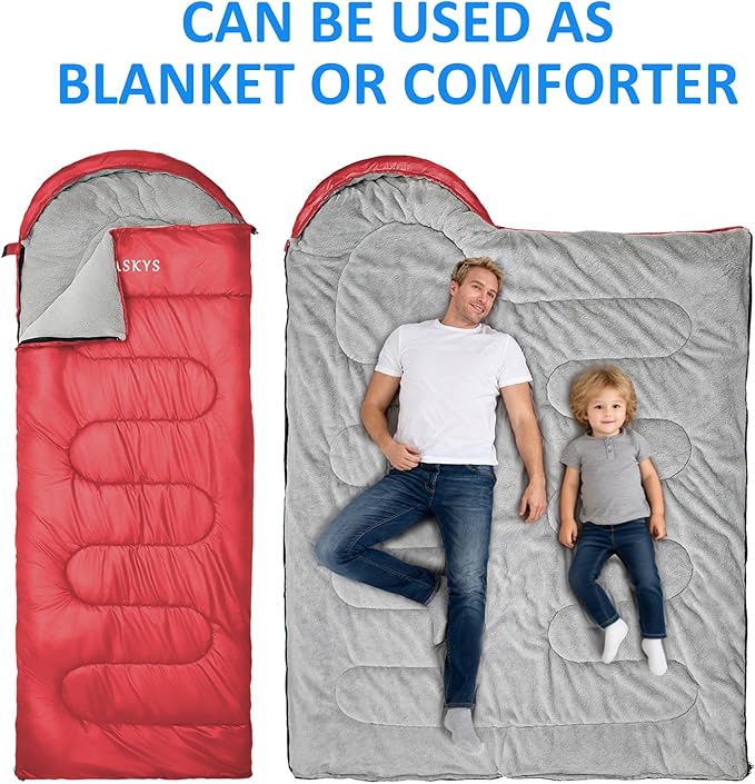 oaskys Camping Sleeping Bag - 3 Season Warm & Cool Weather - Summer Spring Fall Lightweight Waterproof for Adults Kids - Camping Gear Equipment, Traveling, and Outdoors
