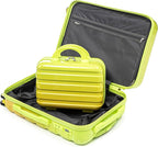 Kids Luggage Sets for Girls, 2 Piece Luggage Set, 20 Inch Rotating Wheel Suitcase with 14 Inch Cosmetic Case, Lightweight Hardshell Suitcase with 360° Spinner Wheels for Travel (Yellow-1)
