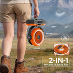 Rechargeable Camping Fan with Oscillating,【Max 60Hrs】Portable Battery Powered Operated Fan,20000mAh Outdoor Turbo Tent Fan & Light,Timer,Hook for Travel,Fishing,Jobsite,Beach,Indoor,Camping Essential
