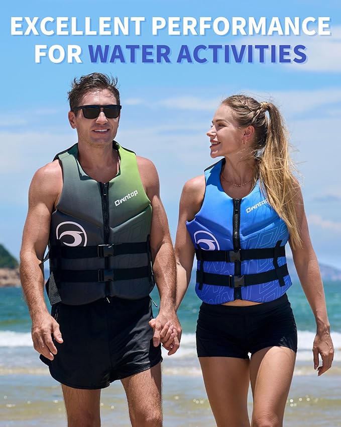 Owntop Swim Vest Adult Water Sport Vest Neoprene Floaties for Swimming, Boating, Kayaking, Fishing | Adjustable Zipper Dual Buckle Foldable Buoyancy Jacket