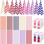 EBOOT 10 Pack Oversized Beach Towel Set Extra Large Pool Towels Microfiber Quick Dry Swim Blanket for Adult Women Men Face Hand Body Bath Travel Pool(Fancy Color,36 x 72 Inch,Cabana Stripe)