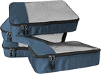 WTREE 4-Piece Packing Cubes Travel Accessories Set for Suitcases - Luggage Organizer Bags with Double Zipper - Mesh Top - Medium - Dark Blue