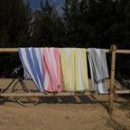 HENBAY Cotton Oversized Beach Towel - Large 70 x 35 Inch Pool Towel, Chiffon Striped Quick Dry Swimming Cabana Towel