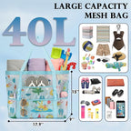 Fammart Mesh Beach Bag, Large Beach Tote with Zipper Pocket, Toys Pool Bag for Family Travel Vacation Cruise Essentials
