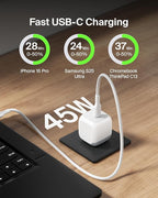 Belkin Compact Wall Charger 45W, USB-C PD Fast Charging, USB-C Cable Included, Apple iPhone 17, 16 Series, Samsung Galaxy S26, S25 Series, Pixel 10, MacBook, iPad, AirPods, & More - White (2-Pack)