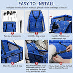 Dog Car Seat Foldable Dog Car Booster Seat Waterproof Breathable Oxford Travel Bag for Small to Medium Dogs, Puppies, and Pets-Pattern Blue+Mat