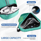 JELUTAR Drawstring Backpack Gym Bag with Shoes Compartment for Soccer, Basketball, Swim, Water-Resistant String Backpack Beach Cinch for Women Men, Mint Green
