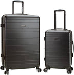 Rockland Palm Beach Hardside 2 Piece ABS Luggage Set, (20"/27"), Black