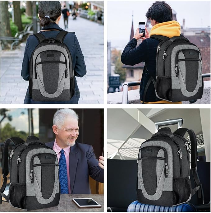 BIKROD Backpack for Men and Women, Extra Large School Backpacks for Teens, Water Resistant Back Pack Fits 17 Inch Laptop, Business Anti Theft Sturdy Computer Bag Gifts, Blackgrey