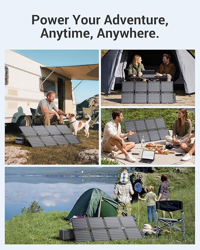 BigBlue 60W Portable Solar Panels with PD 45W USB-C, 20W USB-A, DC Port for Power Station, Phone, Power Bank, Tablet, IP68 Waterproof Foldable Solar Charger with Kickstand for Camping, RV, Emergency