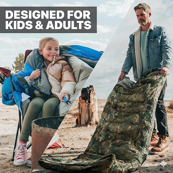MalloMe Sleeping Bags for Adults Cold Weather & Warm - Backpacking Camping Sleeping Bag for Kids 10-12, Girls, Boys - Lightweight Compact Camping Essentials Gear Accessories Hiking Sleep Must Haves