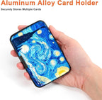 Mayski Credit Card Holder, RFID Blocking, Aluminum Alloy Hard Case, Small Mini Business Metal Wallet for Women Men, The Starry Night