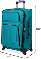 SWISSGEAR Sion Softside Expandable Spinner Luggage Durable Lightweight Travel Suitcase, Teal, Checked-Medium 25-Inch