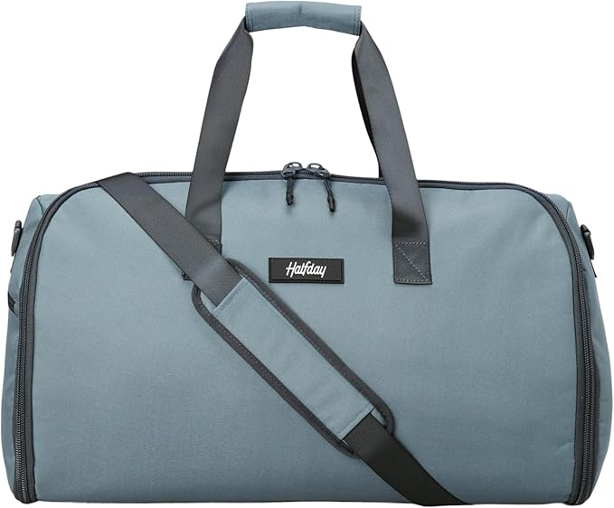 Halfday Convertible 2-in-1 Garment Duffel Weekender Bag 40L: Wrinkle-Free Travel (Hanging Suit Compartment, Shoe Pockets, Trolley Sleeve), Durable & Water-Resistant Carry-on, Coast