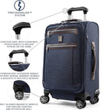 Travelpro Platinum Elite Softside Expandable Carry on Luggage, 8 Wheel Spinner Suitcase, USB Port, Suiter, Men and Women, True Navy Blue, Carry On 21-Inch