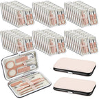 Geosar 50 Set 8 in 1 Travel Manicure Kit Bulk Professional Nail Clippers Pedicure Nail Care Tools Grooming Stainless Steel Set with Portable Travel Case, Gift for Valentine Men Women(Rose Gold)
