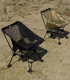 iClimb Ultralight Compact Camping Folding Beach Chair with Anti-Sinking Large Feet and Back Support Webbing (Woodland - Square Frame)