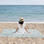 WETCAT Turkish Beach Blanket Sandproof (82"x82") 100% Turkish Cotton, Made in Turkey - Sand Free, Ultra Soft, Extra Large Throw for Picnic – Aqua