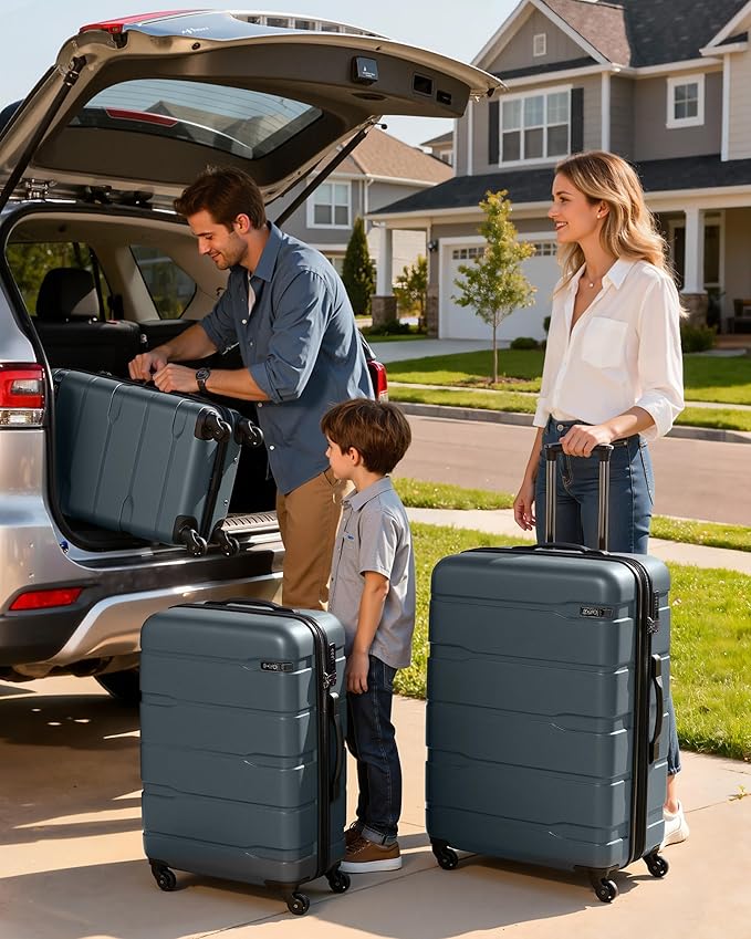 Coolife Luggage Set 3 Piece Hardside PC+ABS Suitcase with TSA Lock, Expandable Large Checked Luggage, Lightweight Rolling Carry On with Spinner Wheels(20/24/28 Inch, Teal)