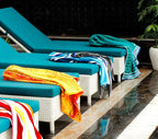 COTTON CRAFT Oversized XL Beach Towel - 39 x 68 inches - 2 Pack XL Towels - 100% Cotton Velour - Big & Huge - Pool Picnic Bath - Thick Plush Super Soft Luxury - 450 GSM - Cancun Blue Multi
