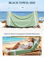 LANE LINEN Turkish Beach Towels, 2 Pack Extra Large Beach Towel, Pre-Washed for Soft Feel, Oversized Sand Free Quick-Dry Pool Towel, Beach Towels for Adults,39"x71" - Jade Green