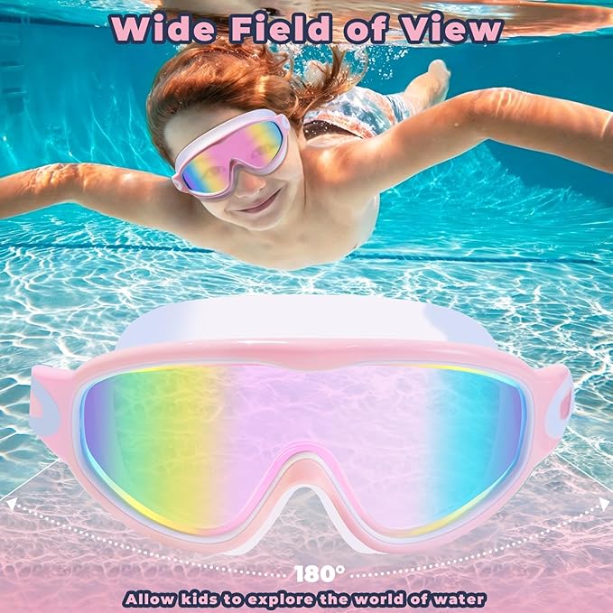 Keary 2 Pack Kids Swim Goggles for 3-15 UV Protection Anti-Fog Pool Water Swimming Goggles For Boys Girls Youth Toddler