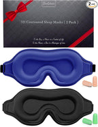 BeeVines Sleep Mask, 2 Pack 3D Contoured Sleeping Eye Masks for Lash Extensions, Night Molded Covers with Adjustable Strap, Eye Shade Cover Lashes Extension for Traveling Yoga Nap(Black & Blue)
