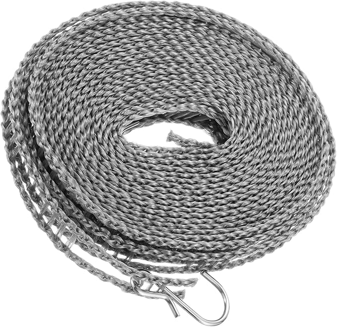 uxcell Portable Clothesline, 16.4ft Nylon Windproof Non-Slip Washing Line Rope for Courtyard Outdoor Travel Camping Laundry Drying, Dark Grey