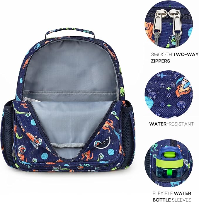mibasies Toddler Backpack for Boys 2-4: Preschool Kindergarten Backpack - Cute Kids Backpacks for Boys - Dinosaur Blue