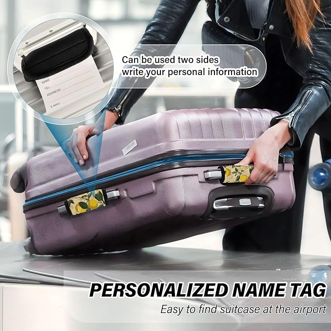 Vintage Lemon Luggage Handle Wrap for Suitcase Luggage Tags Handle Covers Identifiers Soft Decorations Travel Accessories 2 Pack