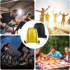 PLULON 2Pcs Drawstring Bags Bulk Drawstring Backpack Black Yellow String Backpack Cinch Sack Sport Gym Backpack Bags for Yoga Traveling Outdoor Sports