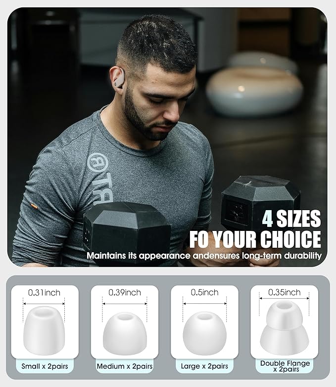 8 Pairs Ear Tips for Beats Powerbeats Pro/Beats Flex/Beats X with Cleaning Kit, Soft Silicone Fit in Case Replacement Tips for Beats Powerbeats Pro/Beats Flex/urBeats - White
