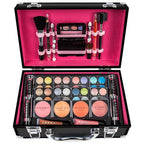 SHANY Carry All Make up Train Case with Pro Makeup Set, Beauty Brushes, Lipsticks, Eye Shadows, Blushes, Powders, and more - Reusable Cosmetics Storage Organizer - Premium Gift Packaging - Black